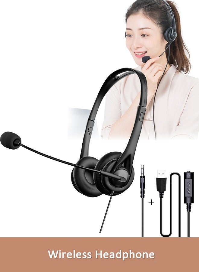 Microphone Headphone with Noise Canceling Headphones for Office, Meetings, Chat, Call Centers Comfortable Over-Ear Headphones with Rotating Mic